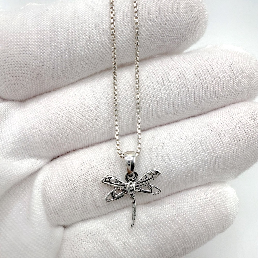 .925 Sterling Silver Dainty Dragonfly Necklace